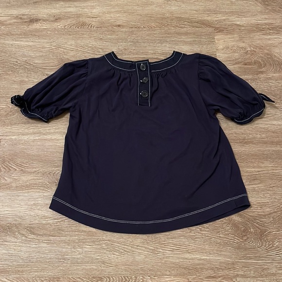 Anthropologie Rialto Navy Blue Tie Top - Picture 2 of 3